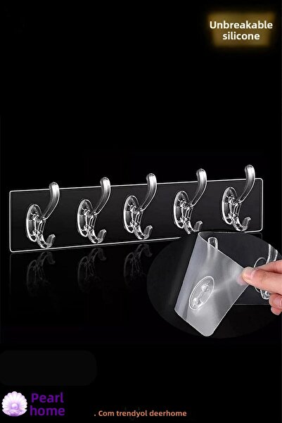 Ufak Tefek Şeyler 1 bucăți de umeraș transparent, puternic, autoadeziv pentru ușă