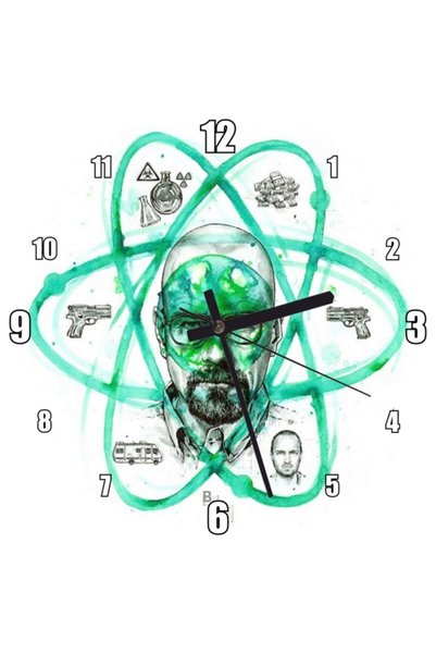 Cakatablo Ρολόι τοίχου Breaking Bad Walter White με σύμβολο ατόμου (διάμετρος...