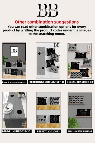 Belle Benoit Rectangular 30x50 2-Piece Double Sided Printed Black Gray Design Pillowcase Throw Pillow Cover Set