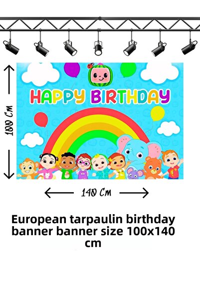 snowparty Cocomelon Themed Birthday Banner