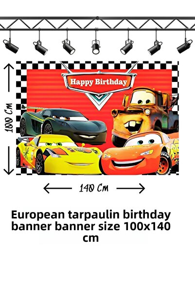 snowparty Πανό γενεθλίων με θέμα τα αυτοκίνητα Cars Lightning Mcqueen