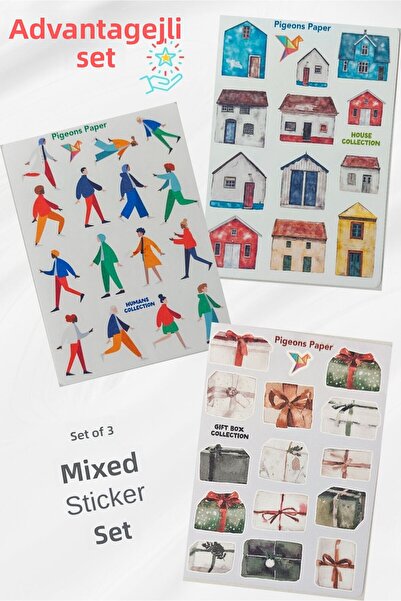Pigeons Paper مجموعة من 3 علب هدايا، مجموعة ملصقات مفيدة ذات طابع منزلي وشخصي...