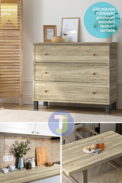 Technojet Self Adhesive Natural Wood Textured Wall Cabinet Table Kitchen Countertop Veneer 60cmX100cm