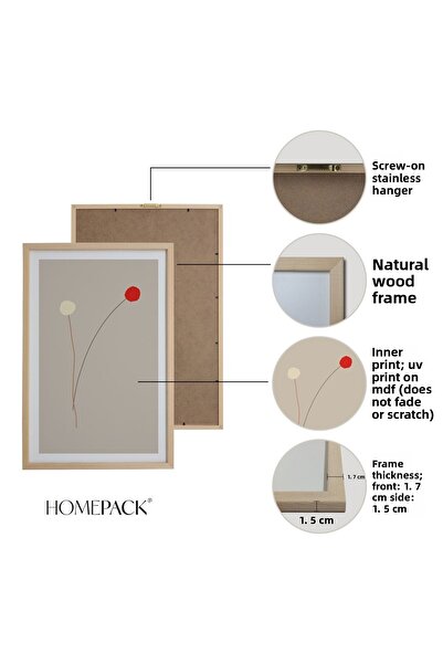 HOMEPACK Natural Wooden Framed 3-Piece Painting Set Hpn04