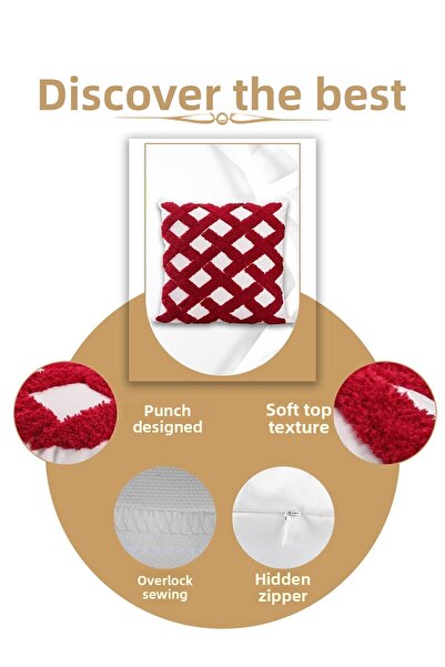 ÖZENEV Punch Design Bohemian Patterned Decorative Throw Pillow Cover 45x45 Cm Ethnic Authentic Poncho