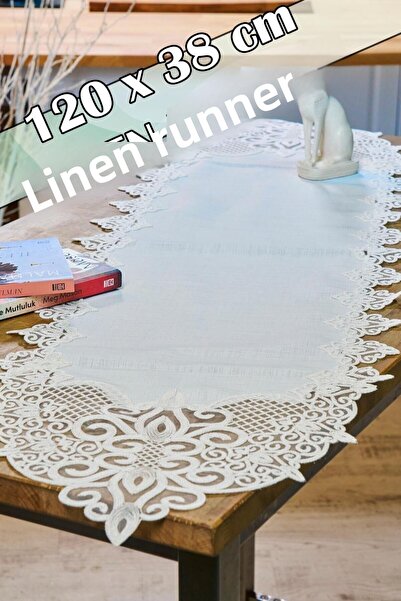 Dantelux Runner din dantelă de in (120x38 cm) - Model Dresden