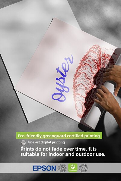 Postifull Frameless Wall Poster, Oyster, Text, Illustration, Minimalist, Pastel Tones, Red Color Po