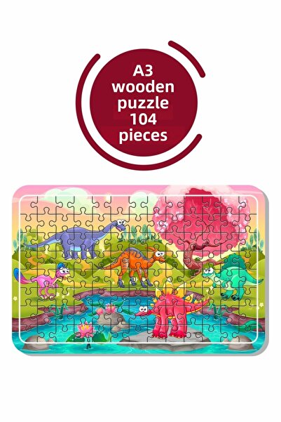Baskı Atölyesi لغز الديناصورات A3 مكون من 104 قطعة، لعبة، منشار تركيب