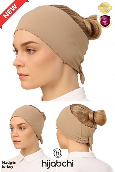 hijabchi Εσωτερικό καπέλο με κορδόνια από βισκόζη πολυτελείας - Ανοιχτό βιζόν