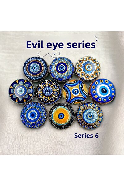 ayyagift صندوق معدني منقوش على شكل عين الشر - صندوق هدايا وشموع مقاس 7,3 × 3 ...