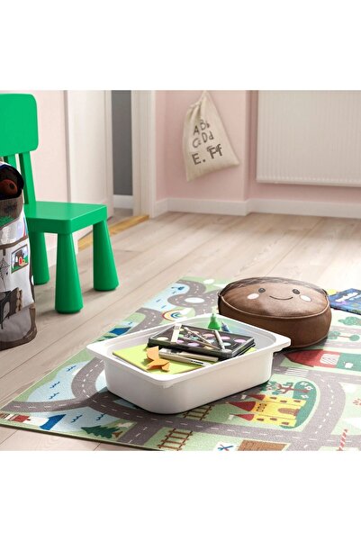 IKEA صندوق تخزين لون أبيض العرض: 42 سم العمق: 30 سم الارتفاع: 10 سم
