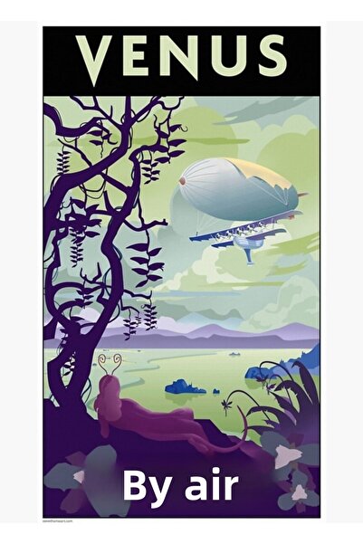 Universal Αφίσα ταξιδιού Venus By Air, Ξύλινη διακοσμητική αφίσα