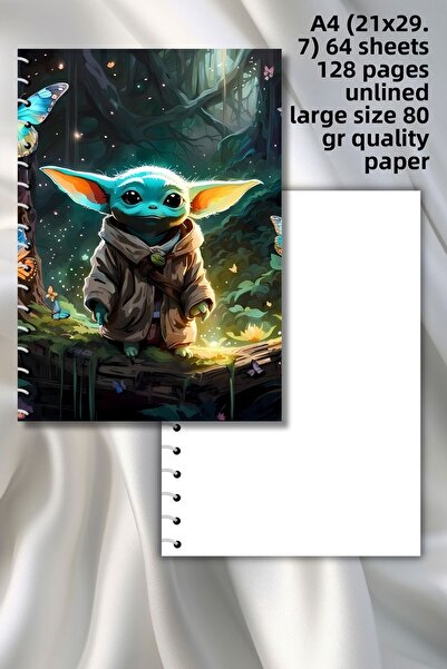 daily notebook دفتر مدرسي غير مملوء بخطوط من YODA، 64 ورقة حلزونية مقاس A4 كب...