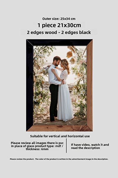 yhfoto 21x30 MDF A4 Cadru - Ramă Foto - Lemn-Negru 2 Culori Cadru Diploma