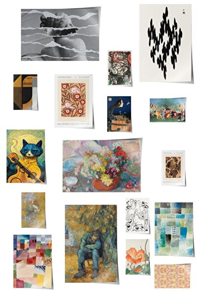 Postifull Vintage Σετ αφίσας τοίχου - 17 τμχ Vintage αφίσα - Ζωγραφική τοίχου...