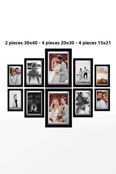 yhfoto Cadru multiplu negru - Cadru foto cu lemn MDF PVC - 2 buc 30x40 - 4 bu...