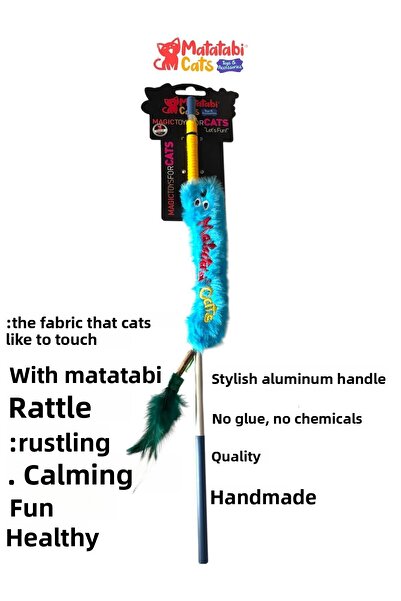 MATATABİ CATS Matatabi Cats Worm Aluminum Handle Cat Fishing Rod(Matatabi,Include Rattle and Special Rustle.Special Fabric)
