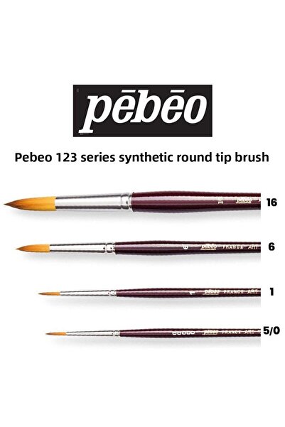 Pebeo مجموعة فرشاة ذات طرف دائري صناعي من سلسلة 123