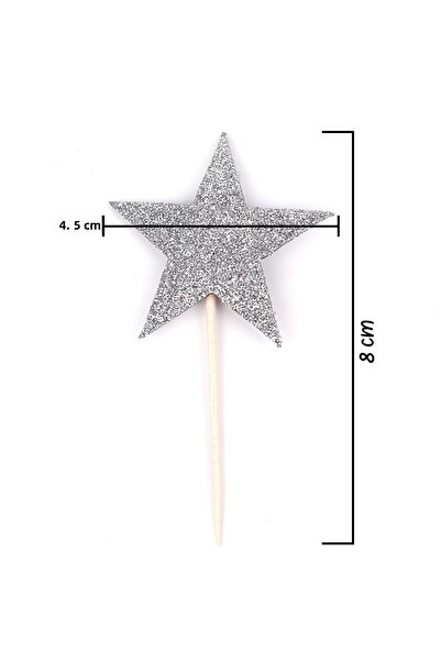 Le Mabelle Silver Glitter 10-Piece Star Toothpick Set