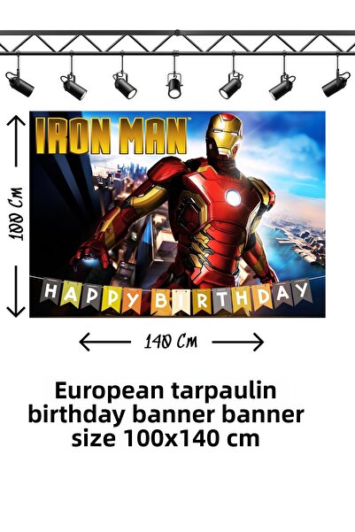 snowparty Πανό γενεθλίων με θέμα τον Iron Man