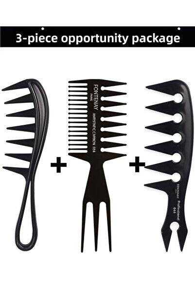 Fontenay Paris مجموعة مشط على شكل مشط احترافي مضاد للكهرباء الساكنة من فونتيناي، مجموعة من 3 قطع