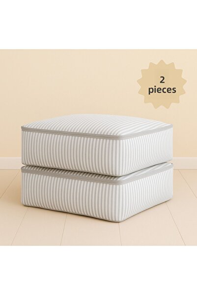 YELLOW STARY HOME DECOR (2 Pieces) Gray Striped Sofa Bed & Bed Base Type Pill...