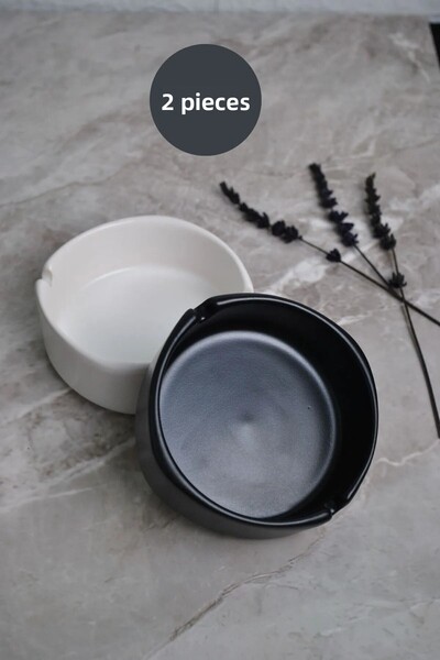 Decovio Tavă rotundă simplă de 10 cm - 2 scrumiere din ceramică mată