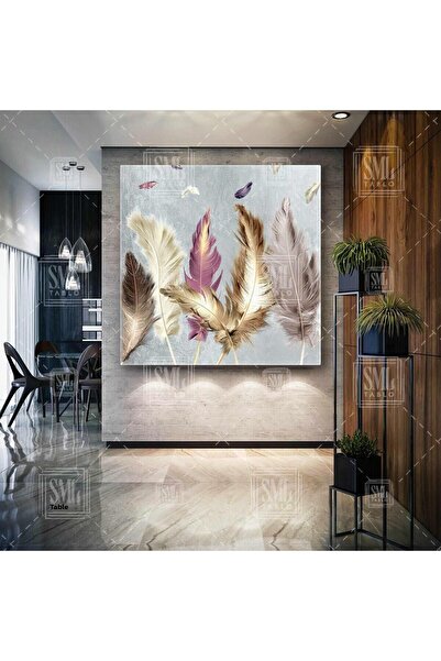 SML TABLO Διακόσμηση ζώων με πουπουλένια σε παστέλ τόνους Τετράγωνος πίνακας σε καμβά