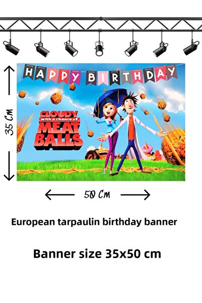 snowparty Πανό γενεθλίων με θέμα τη βροχή των ζυμαρικών