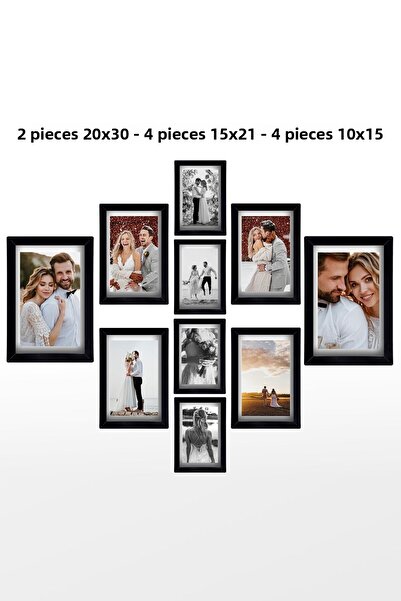 bymat Rama multipla neagra - Rama foto - 2 bucati 20x30 - 4 bucati 15x21 - 4 bucati 10x15 - lemn Mdf