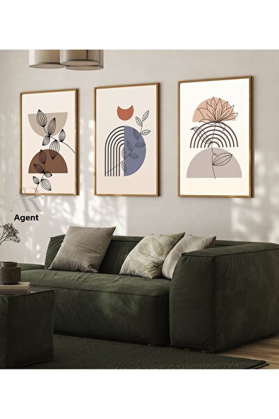 AR AJANS KANVAS TABLO Σετ 3 αφίσες MDF με εμφάνιση σε στυλ Pinterest με αποχρ...