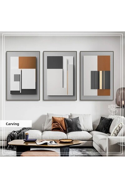 Tablomtr Ramă metalică din sticlă autentică pentru tablouri, set de 3