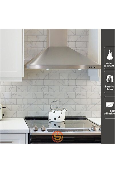 TechnoSmart 1pc 3d Self Adhesive 30cm×30cm Coating White Marble Ceramic Appearance Wall Kitchen
