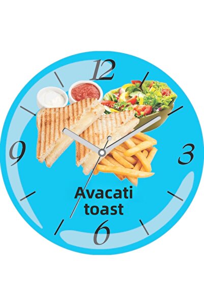 ART HEDİYE Ceas de perete din sticlă reală cu sos de cartofi, toast, pâine, l...