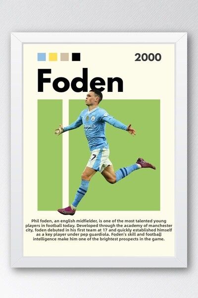 Saturn Tablou înrămat Phil Foden - Poster de fotbalist cu cadru decorativ