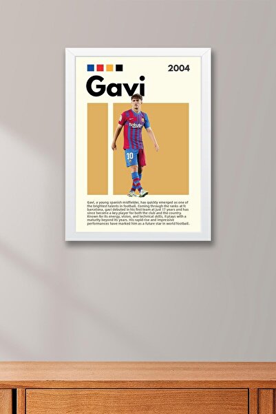 Saturn Tablou cu rama Gavi - Poster de fotbalist cu rama decorativa