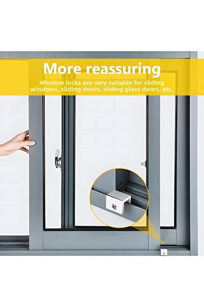 Kyrotech 2Pcs Adjustable Sliding Window and Door Lock Set Aluminum Body Lock Mechanism with Keys