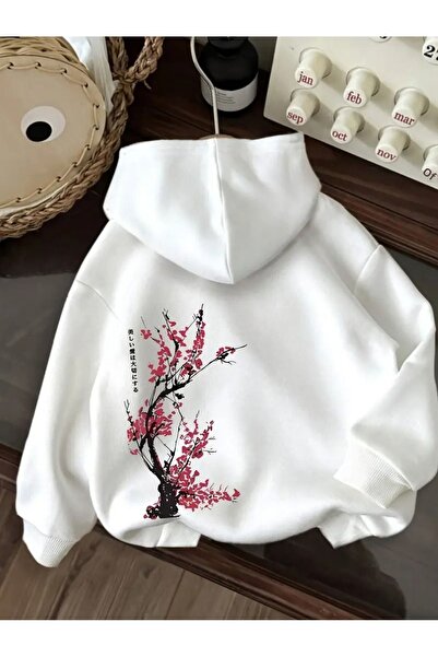CLASİVA Hooded Sweatshirt Flower Pattern Themed Comfortable and Stylish Desig...