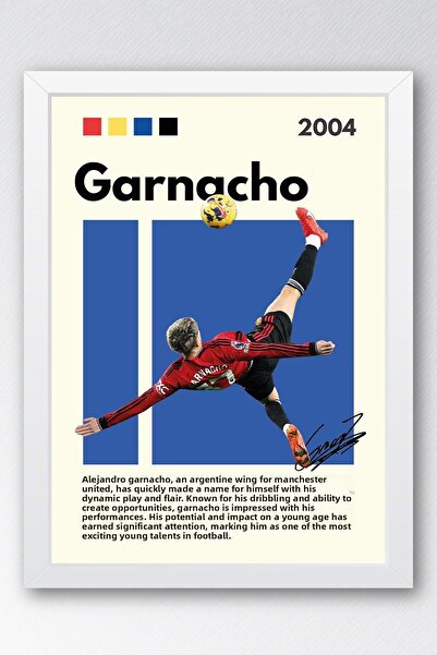 Saturn Tablou înrămat Alejandro Garnacho - Poster de fotbalist înrămat decorativ
