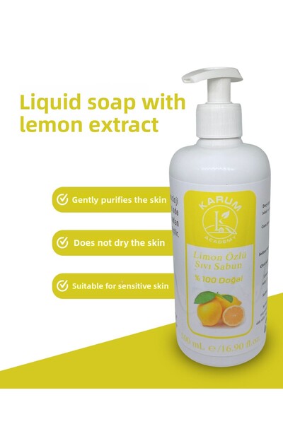 karum academy Liquid Soap with Lemon Oil 100% Natural – Refreshing & Skin-Fri...