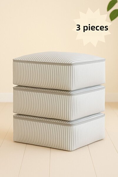 YELLOW STARY HOME DECOR (3 Pieces) Gray Striped Sofa Bed & Bed Base Type Pill...