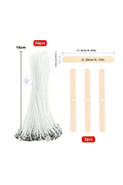 Choice حامل فتائل شموع 15 سم، 53 قطعة، مجموعة فتائل شموع قطنية شمعية مع حامل،...