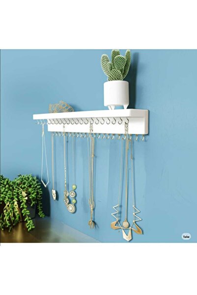 Marangozi 50 سم 42 خطافًا لتعليق القلادة وحامل مجوهرات معدني وحامل مفاتيح خشب...