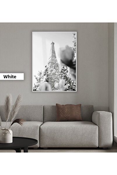 Harikabirev HARIKABİREV | MODELUL TURNUL EIFFEL NEGRU & ALB -4 | TABELA DIN STICLA TEMPERATĂ CU CADRU, SIMPLE, VERTICALĂ