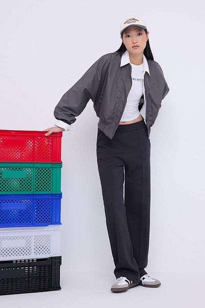 Trendyol Collection Teen Anthracite Wide Leg Pike Rib Detailed Stretchy Knitted Trousers Twoaw26Pl00018