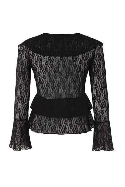 Trendyol Collection Black Flounced Lace Party Blouse Tpraw26Bz00002