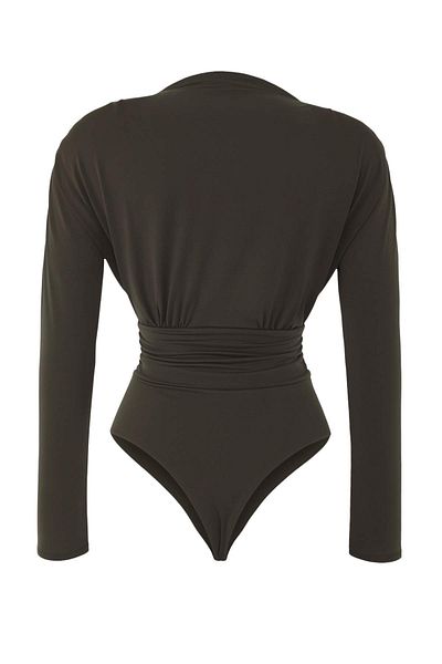 Trendyol Collection Khaki Stand Collar Long Padded Bottom Snap Fastener Knitted Sandy Stylish/Night Body Tpraw23Bd00048