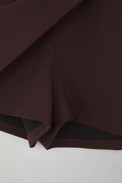 Trendyol Collection Dark Brown Button Detail Mini Shorts Skirt Shorts & Bermuda Twoaw26Sr00027