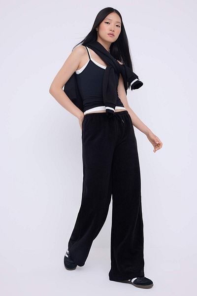 Trendyol Collection Teen Black Fleece Straight Normal Waist Stretchy Thick Knitted Sweatpants Twoaw26Ea00001