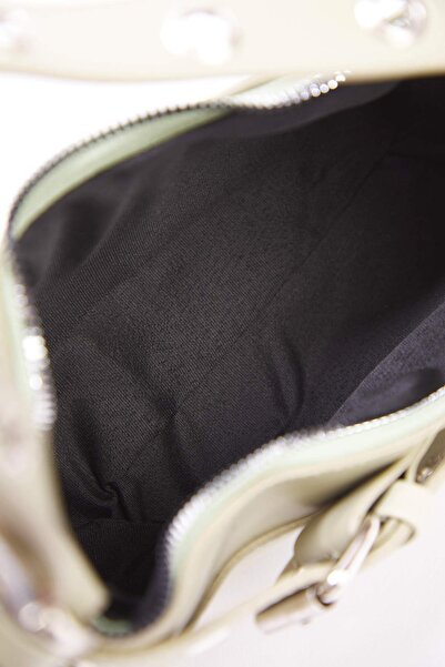 TRENDYOL SHOES Mint Eyelet Belt Buckle Detail Women Baguette Shoulder Bag Takss25Oc00069